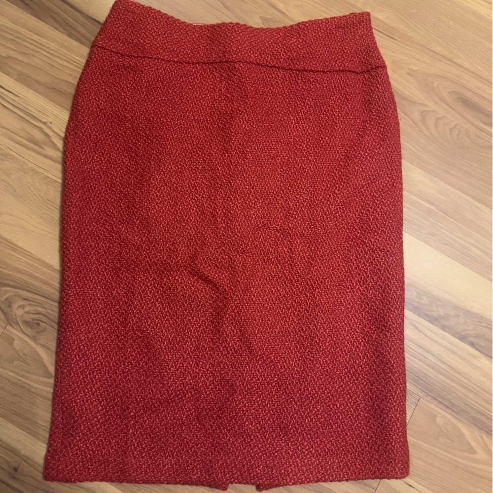 Moulinette Soeurs Anthropologie Red Wool Blend Textured Sexy Classy Midi Skirt